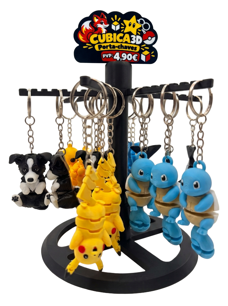 Expositor Giratório Simples com porta-chaves 3D